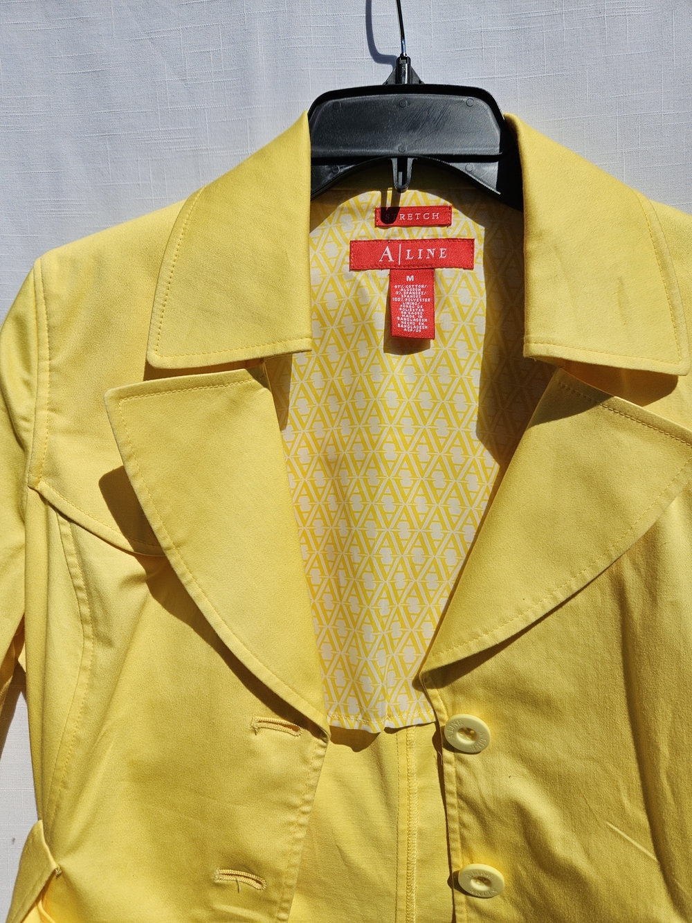 A/LINE Sky Bright Yellow for W Belted Trench Coat Sz M perfect For Any Occasions - Picture 4 of 14